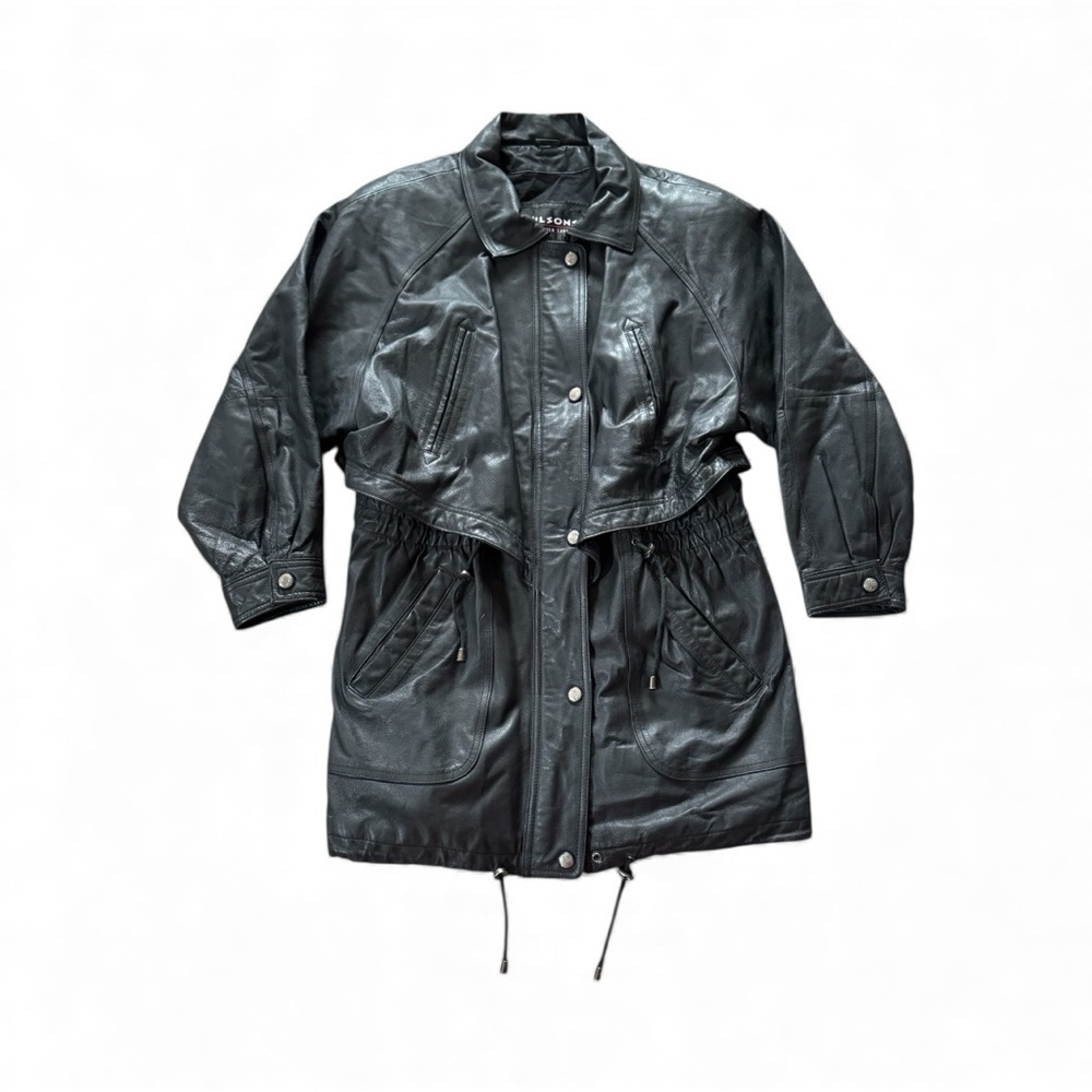 Wilson’s Leather Vintage Leather Trench Coat Women Size Large EUC